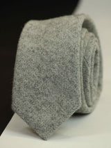 Grey Stripe Wool Skinny Necktie - TOSSIDO