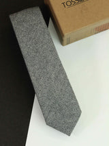 Grey Stripe Wool Skinny Necktie - TOSSIDO