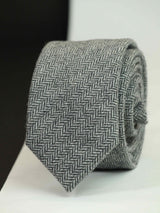 Grey Stripe Wool Skinny Necktie - TOSSIDO