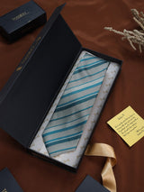 Grey Stripe Woven Necktie - TOSSIDO