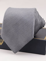 Grey Stripe Woven Silk Necktie - TOSSIDO