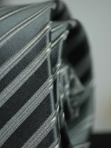 Grey Stripe Woven Silk Necktie - TOSSIDO