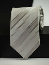 Grey Stripe Woven Silk Necktie - TOSSIDO