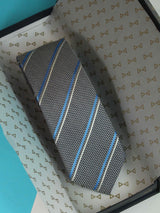 Grey Stripe Woven Silk Necktie - TOSSIDO