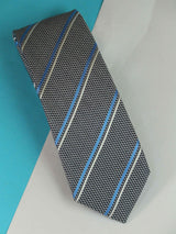 Grey Stripe Woven Silk Necktie - TOSSIDO