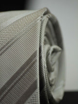 Grey Stripe Woven Silk Necktie - TOSSIDO