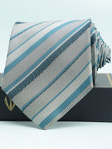 Grey Striped Broad Necktie - TOSSIDO