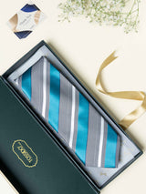 Grey Stripes Broad + Long Necktie - TOSSIDO
