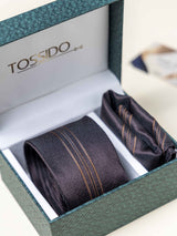 Grey Stripes Necktie Gift - set - TOSSIDO