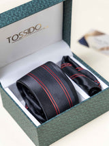 Grey Stripes Necktie Gift - set - TOSSIDO