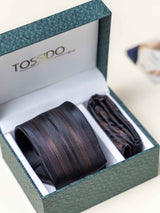 Grey Stripes Necktie Gift - set - TOSSIDO