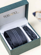 Grey Stripes Necktie Gift - set - TOSSIDO