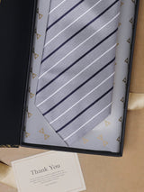 Grey Stripes Teflon Silk Necktie - TOSSIDO