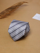 Grey Stripes Teflon Silk Necktie - TOSSIDO
