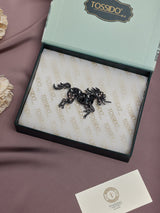 Gunmetal Crystal Unicorn Brooch - TOSSIDO