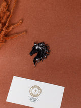 Gunmetal Flowing Mane Horse Head Brooch - TOSSIDO