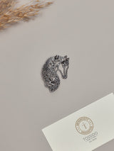 Gunmetal Horse Brooch