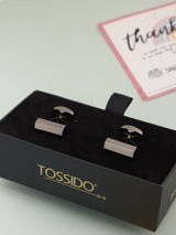 Gunmetal Textured Rectangular Cufflinks - TOSSIDO
