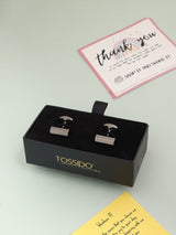 Gunmetal Textured Rectangular Cufflinks - TOSSIDO