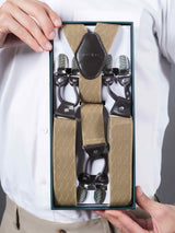 Henna Green Check Suspender with Vegan Leather patch - TOSSIDO