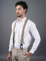 Henna Green Check Suspender with Vegan Leather patch - TOSSIDO