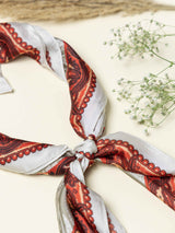 Ivory Paisley Printed Satin Neckerchief - TOSSIDO