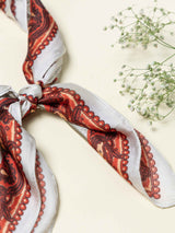 Ivory Paisley Printed Satin Neckerchief - TOSSIDO
