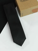 Jet Black Skinny Necktie - TOSSIDO