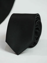 Jet Black Skinny Necktie - TOSSIDO