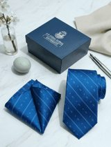 JGU Blue Necktie & Pocket Square Set - TOSSIDO