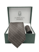 JGU Brown Necktie & Pocket Square Set - TOSSIDO