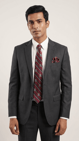 JGU Classic Crest Stripe Necktie & Pocket Square Set - TOSSIDO