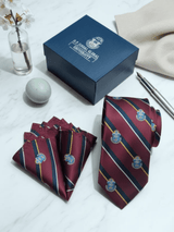 JGU Classic Crest Stripe Necktie & Pocket Square Set - TOSSIDO