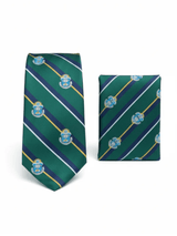 JGU Emerald Crest Stripe Necktie & Pocket Square Set - TOSSIDO