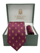 JGU Maroon Crest Ensemble Necktie & Pocket Square Set - TOSSIDO
