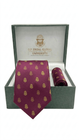 JGU Maroon Crest Ensemble Necktie & Pocket Square Set - TOSSIDO