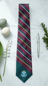 JGU Maroon & Green Stripe Woven Necktie - TOSSIDO