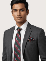 JGU Prestige Black-Maroon Woven Necktie Pocket Square Set - TOSSIDO