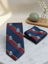 JGU Prestige Blue-Maroon Woven Necktie Pocket Square Set - TOSSIDO
