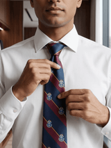 JGU Prestige Blue-Maroon Woven Necktie Pocket Square Set - TOSSIDO