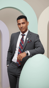 JGU Prestige Maroon - Blue Woven Necktie Pocket Square Set - TOSSIDO
