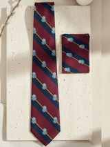 JGU Prestige Maroon- Blue Woven Necktie Pocket Square Set - TOSSIDO