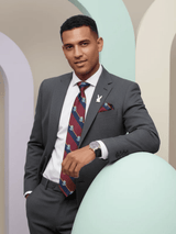 JGU Prestige Maroon- Blue Woven Necktie Pocket Square Set - TOSSIDO