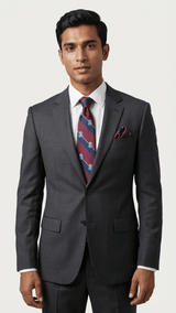 JGU Prestige Maroon - Blue Woven Necktie Pocket Square Set - TOSSIDO