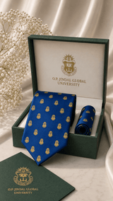 JGU Signature Blue Necktie & Pocket Square Set - TOSSIDO