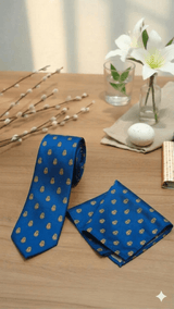 JGU Signature Blue Necktie & Pocket Square Set - TOSSIDO