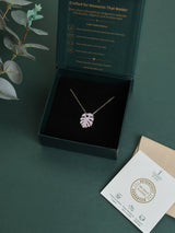 Lavender Monstera Leaf Pendant Necklace