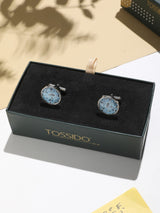 Light Blue Paisley Cufflinks - TOSSIDO