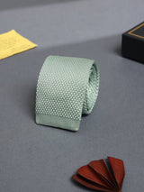 Light Green Solid Knitted Necktie - TOSSIDO