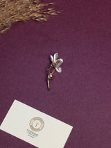 Lilac Enamel Blossom Pearl Brooch - TOSSIDO